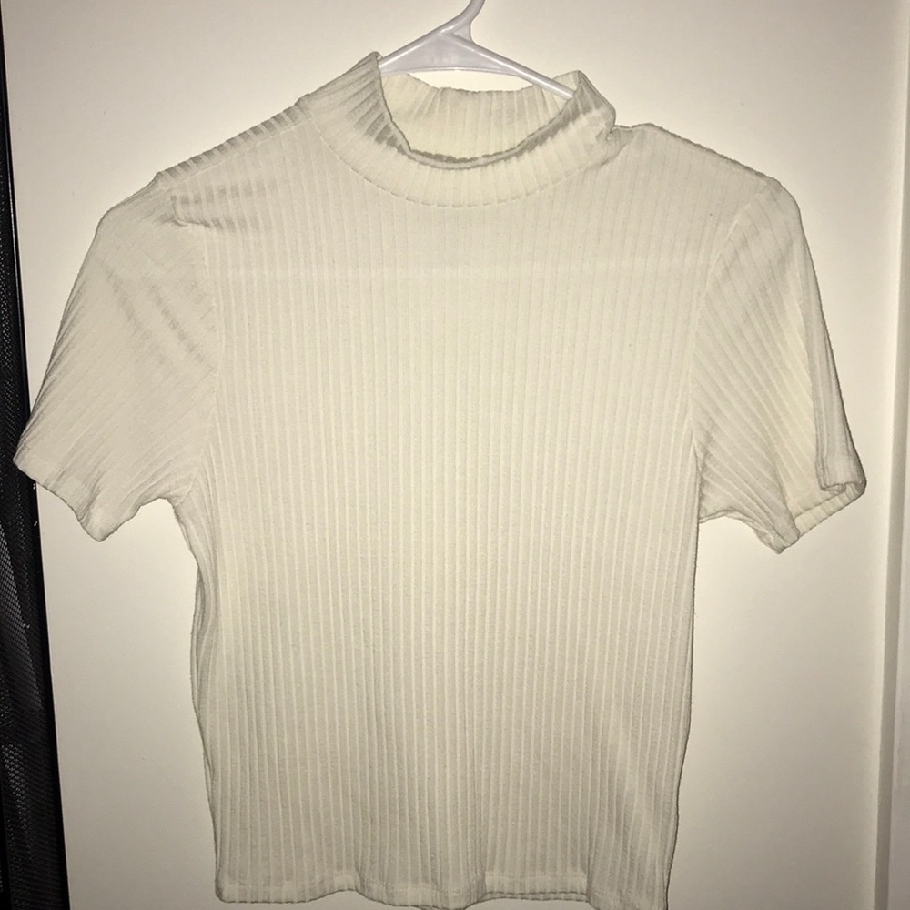 White Short Sleeve Turtleneck